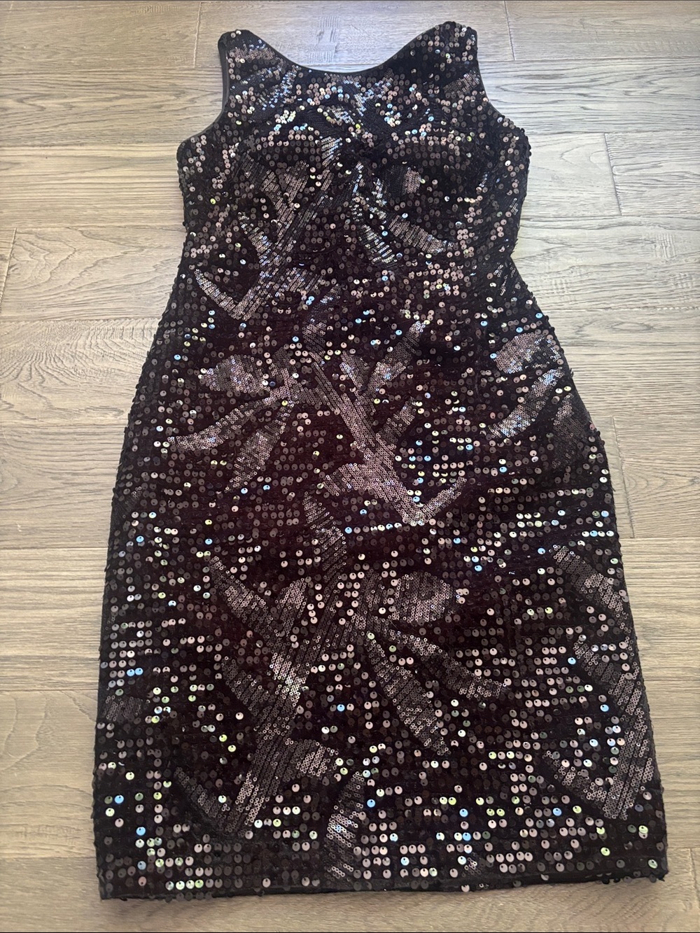 Aidan Mattox | Black Sequin Cocktail Sheath Dress Wedding Summer Size 8 - Picture 2 of 11